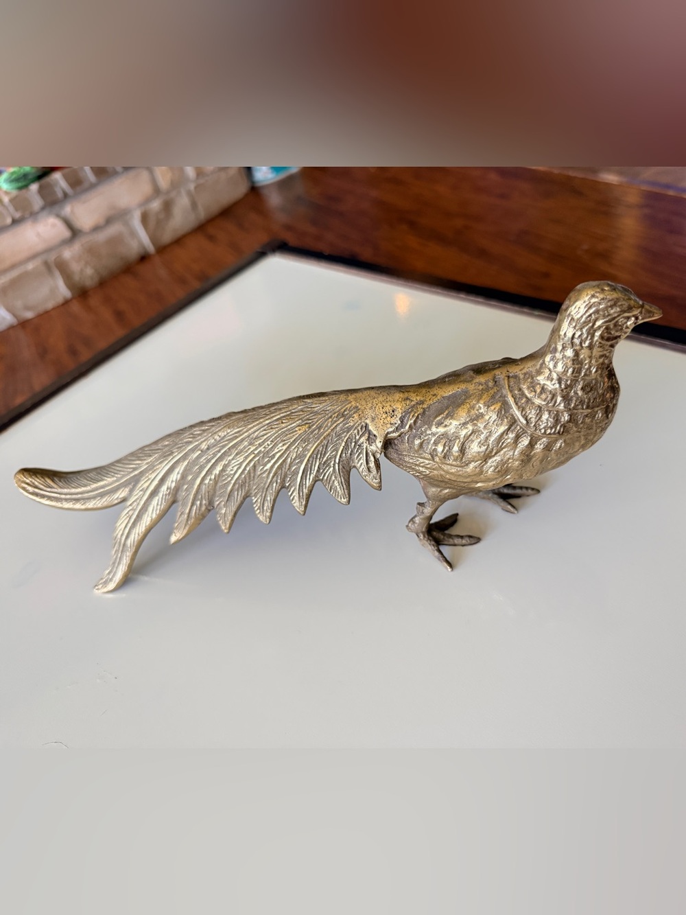 Mid Century Brass Decorative Pheasant Figurine from Japan